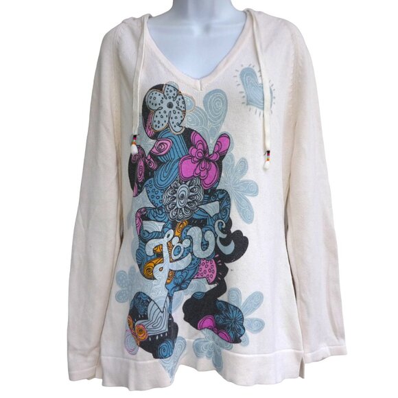 Disney Parks Hidden Mickey LoVe Sweater Hoodie Off White...